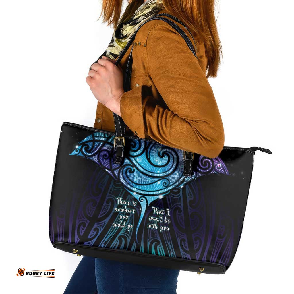 Aotearoa Maori Te Whai Rahi Leather Tote Bag Tala - Nowhere You Could Go That I Won't Be With You LT7