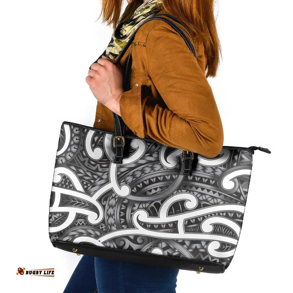Aotearoa Maori Kowhaiwhai Leather Tote Bag Kiwikiwi Puhoro and Patiki LT9