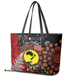Aotearoa and Australia Toitu Te Tiriti Leather Tote Bag Honour the Treaty - Te Tiriti Is Us LT03