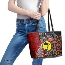 Aotearoa and Australia Toitu Te Tiriti Leather Tote Bag Honour the Treaty - Te Tiriti Is Us LT03