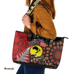 Aotearoa and Australia Toitu Te Tiriti Leather Tote Bag Honour the Treaty - Te Tiriti Is Us LT03