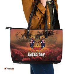 ANZAC Day Lest We Forget Leather Tote Bag Australian Veterans Remembrance Tribute LT18