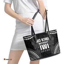 Aotearoa Toitu Te Tiriti Leather Tote Bag No Kiwi Without Iwi LT05