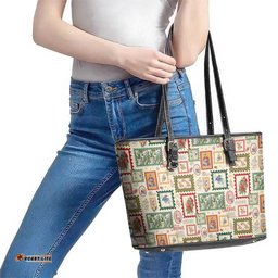 Aussie Birds Christmas La La Land Leather Tote Bag Beige Vintage Stamp Edition LT9