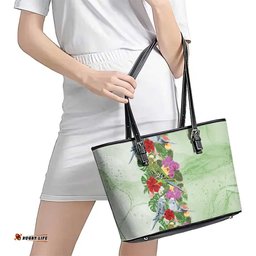 Aussie Budgies Blue And Green Tropical Birds Leather Tote Bag LT9