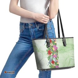 Aussie Budgies Blue And Green Tropical Birds Leather Tote Bag LT9