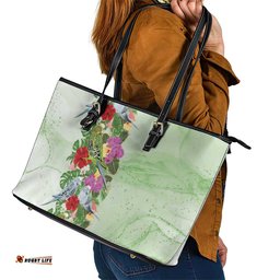 Aussie Budgies Blue And Green Tropical Birds Leather Tote Bag LT9