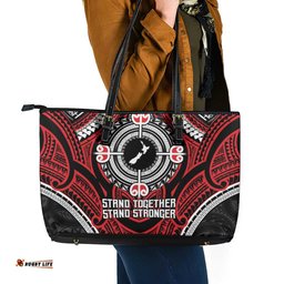 Aotearoa Proud To Be Maori Leather Tote Bag New Zealand Fight Together LT9