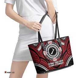 Aotearoa Proud To Be Maori Leather Tote Bag New Zealand Fight Together LT9