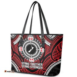 Aotearoa Proud To Be Maori Leather Tote Bag New Zealand Fight Together LT9