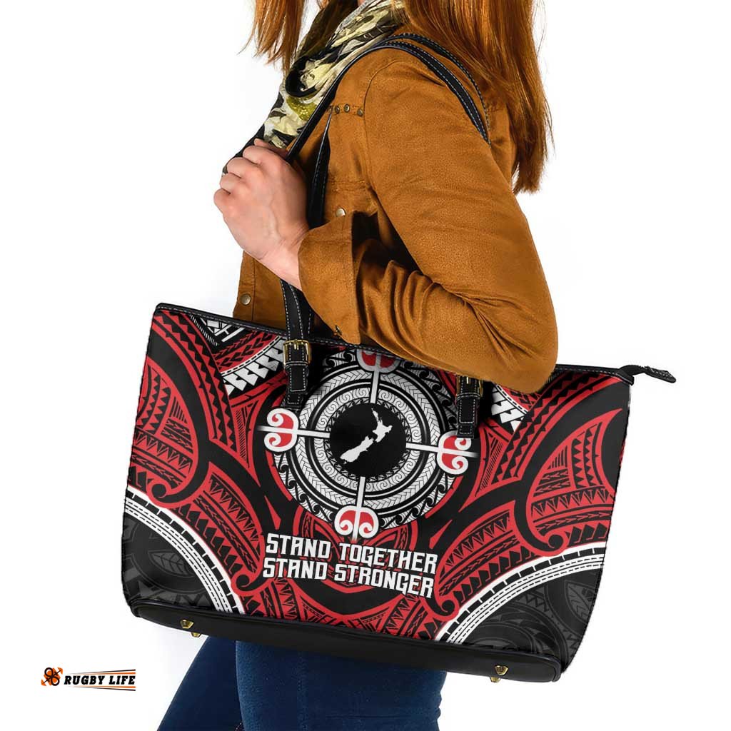 Aotearoa Proud To Be Maori Leather Tote Bag New Zealand Fight Together LT9