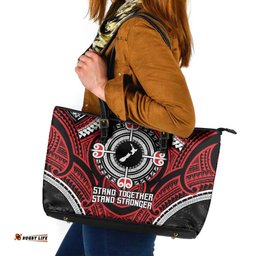 Aotearoa Proud To Be Maori Leather Tote Bag New Zealand Fight Together LT9