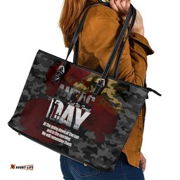Australia ANZAC Day Leather Tote Bag We Will Remember Them Poppy Camouflage LT14