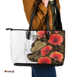 Australia ANZAC Day Leather Tote Bag Boots And Slouch Hat Lest We Forget LT14