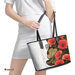Australia ANZAC Day Leather Tote Bag Boots And Slouch Hat Lest We Forget LT14