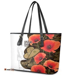 Australia ANZAC Day Leather Tote Bag Boots And Slouch Hat Lest We Forget LT14
