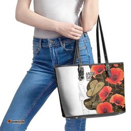 Australia ANZAC Day Leather Tote Bag Boots And Slouch Hat Lest We Forget LT14