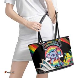 Aussia Pride Month Rainbow Koala Leather Tote Bag LT9