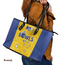 Australian ACT Lawn Bowls Leather Tote Bag Aussie Minimalist Style LT9