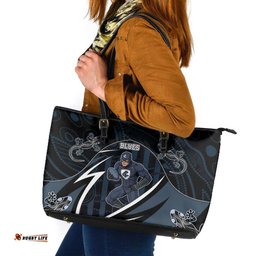 Carlton Navy Leather Tote Bag Captain With Aboriginal Art DT05
