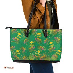 Australia Billy Buttons Leather Tote Bag Aussie Pycnosorus Kangaroo Seamless Style LT14