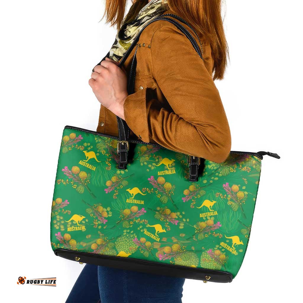 Australia Billy Buttons Leather Tote Bag Aussie Pycnosorus Kangaroo Seamless Style LT14