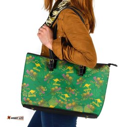 Australia Billy Buttons Leather Tote Bag Aussie Pycnosorus Kangaroo Seamless Style LT14