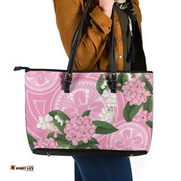 Australia Lilly Pilly Riberry Leather Tote Bag Aussie Native Flowers Indigenous Art LT14