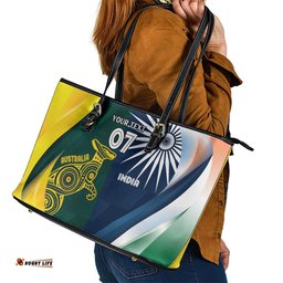 Custom India and Australia Cricket Leather Tote Bag Special Half-Half Mix LT7