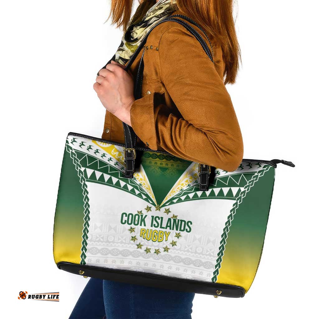 Cook Islands Rugby Leather Tote Bag Kuki's Aitu Champions LT7