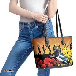 Australia Magpie ANZAC Day Leather Tote Bag Rising Sun 25th April Poppy Golden Wattle LT14