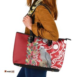 Blue Galah Mutation Christmas Australia Leather Tote Bag Falalalala Galalah Bottlebrush Red Aboriginal Art LT14
