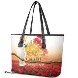 Australia Cockatoo ANZAC Day Leather Tote Bag Lest We Forget LT05