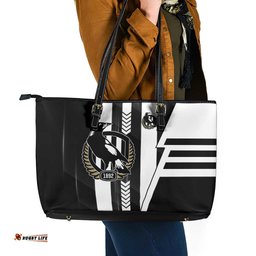 Collingwood Magpies Leather Tote Bag Modern Geometric Sports Graphic Style TS04