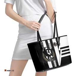 Collingwood Magpies Leather Tote Bag Modern Geometric Sports Graphic Style TS04