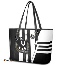 Collingwood Magpies Leather Tote Bag Modern Geometric Sports Graphic Style TS04