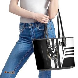 Collingwood Magpies Leather Tote Bag Modern Geometric Sports Graphic Style TS04
