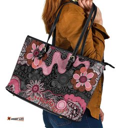 Australia NAIDOC Week 2026 Leather Tote Bag Aboriginal Contemporary Art LT7