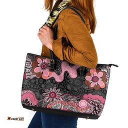 Australia NAIDOC Week 2026 Leather Tote Bag Aboriginal Contemporary Art LT7