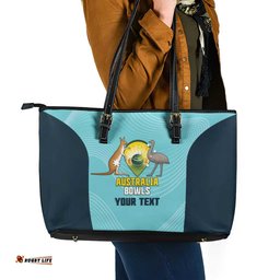 Custom Bowls Australia Leather Tote Bag Teal Color Curve Sporty LT14
