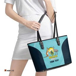 Custom Bowls Australia Leather Tote Bag Teal Color Curve Sporty LT14