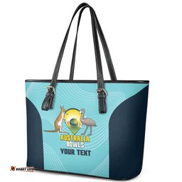 Custom Bowls Australia Leather Tote Bag Teal Color Curve Sporty LT14