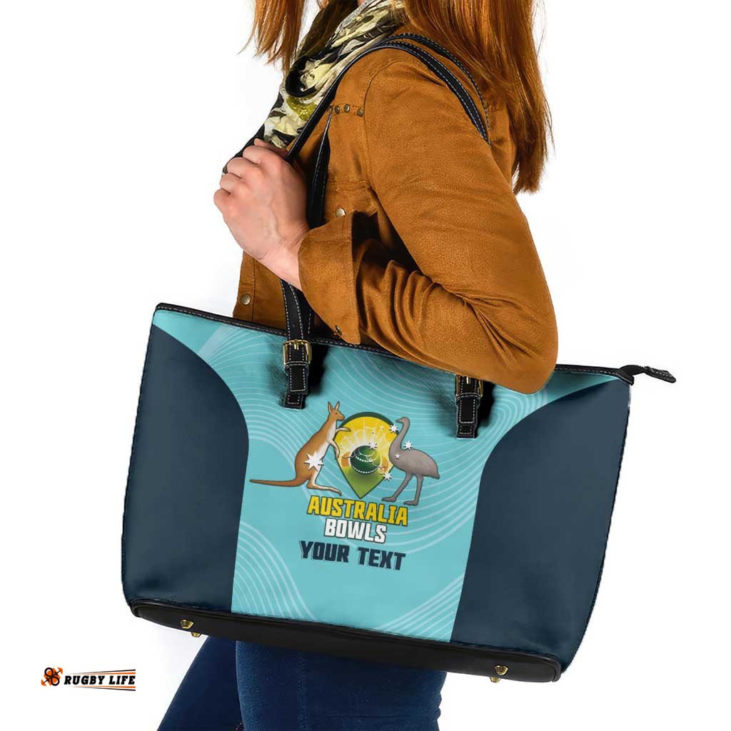 Custom Bowls Australia Leather Tote Bag Teal Color Curve Sporty LT14