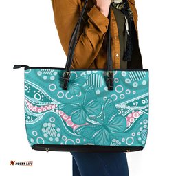 Australia Hereditary Cancer Awareness Leather Tote Bag Aboriginal Butterflies LT7