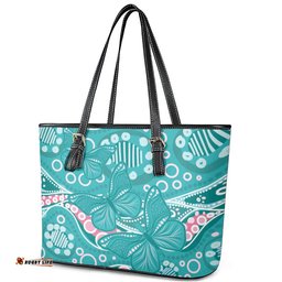 Australia Hereditary Cancer Awareness Leather Tote Bag Aboriginal Butterflies LT7