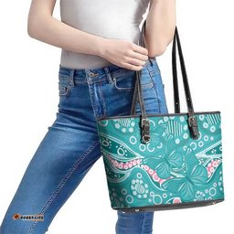 Australia Hereditary Cancer Awareness Leather Tote Bag Aboriginal Butterflies LT7