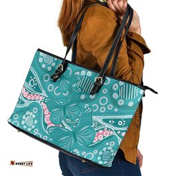 Australia Hereditary Cancer Awareness Leather Tote Bag Aboriginal Butterflies LT7