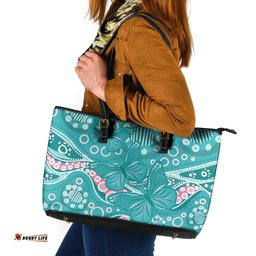 Australia Hereditary Cancer Awareness Leather Tote Bag Aboriginal Butterflies LT7
