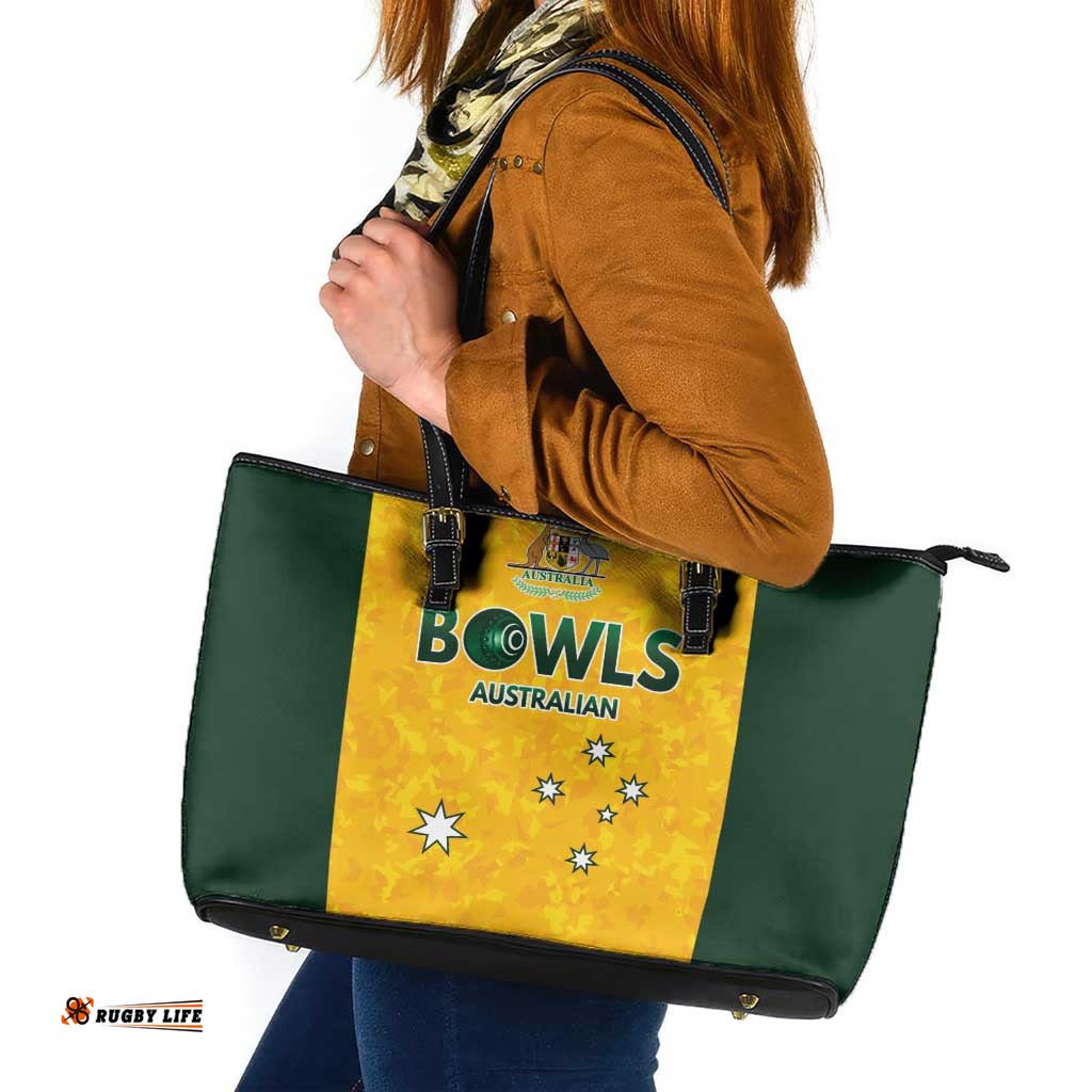 Australian Lawn Bowls Leather Tote Bag Aussie Minimalist Style LT9
