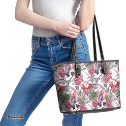 Australia Pink Galah Leather Tote Bag Rose-breasted Cockatoo Pineapple Seamless Vibes LT14